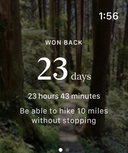 The Apple Watch app: 23 days won back, of 5 years and 3 months that can be won back in total.